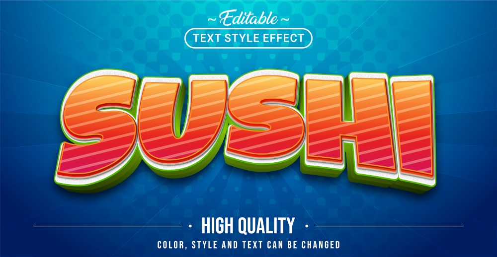 Editable text style effect - Sushi text style theme. Graphic Design Element.