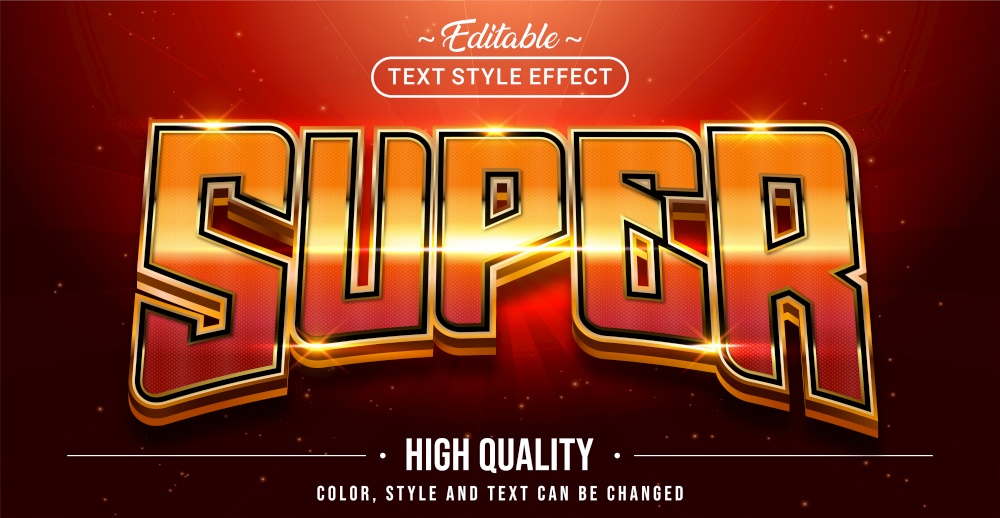 Editable text style effect - Super text style theme. Graphic Design Element.