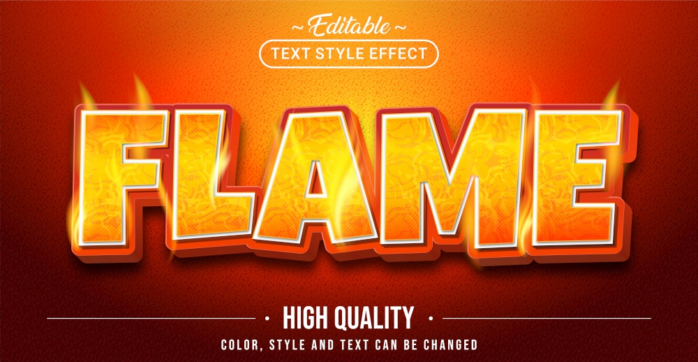 Editable text style effect - Flame text style theme. Graphic Design Element.