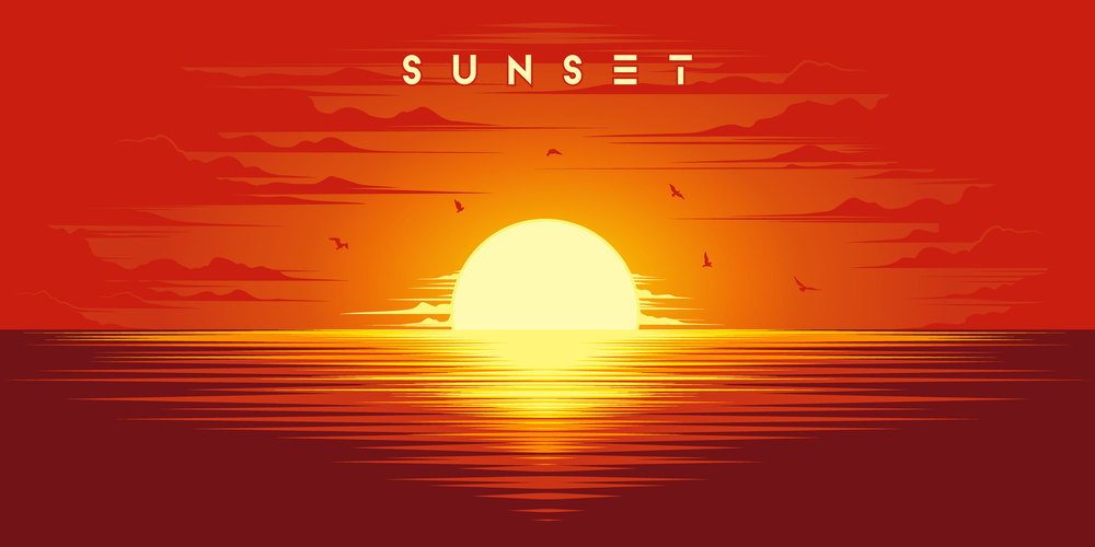 Beautiful sunset illustration vector