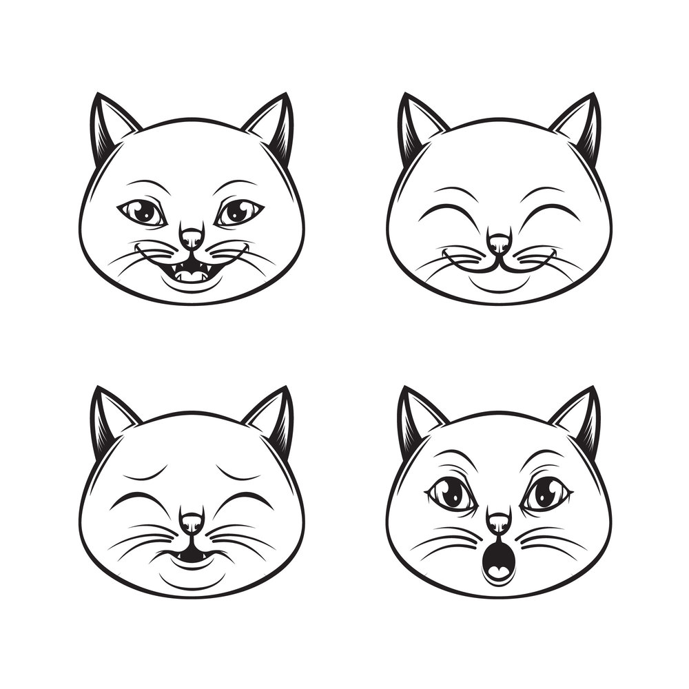 Cat expression logo icon set vector