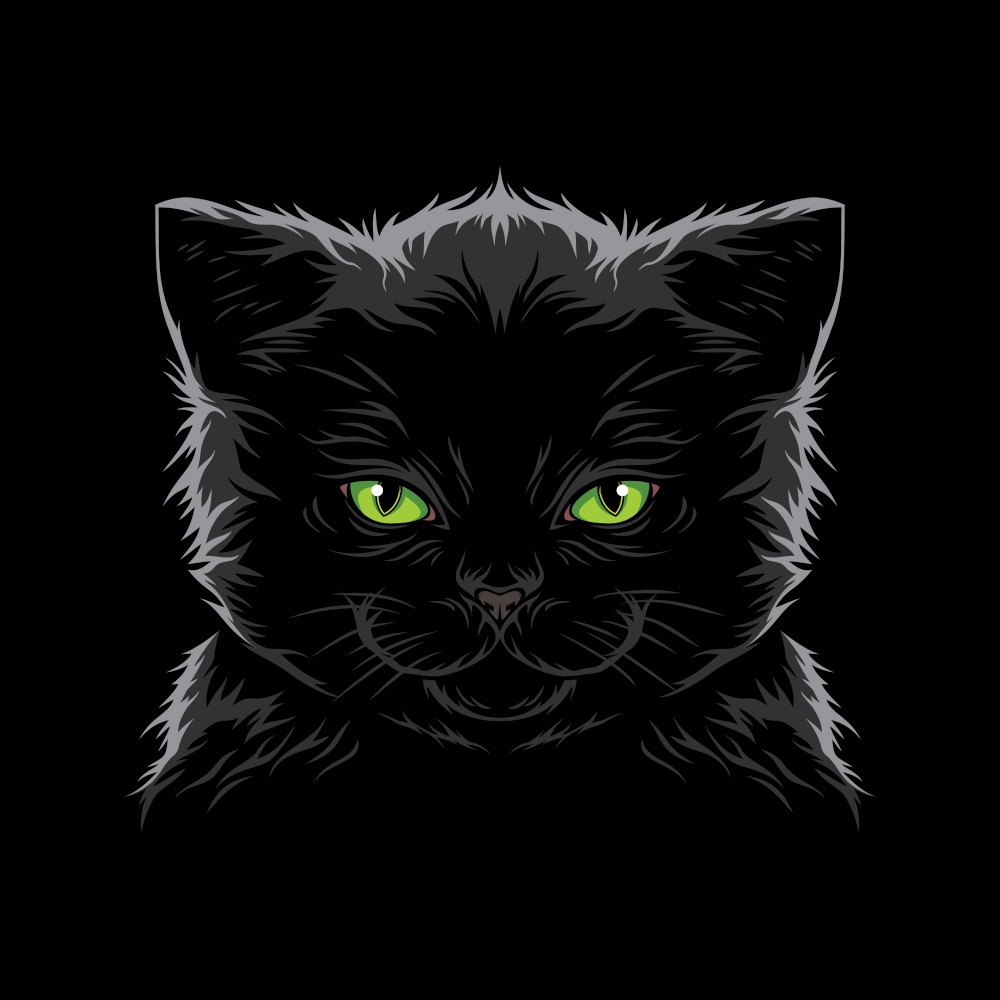 Cool cat face illustration vector