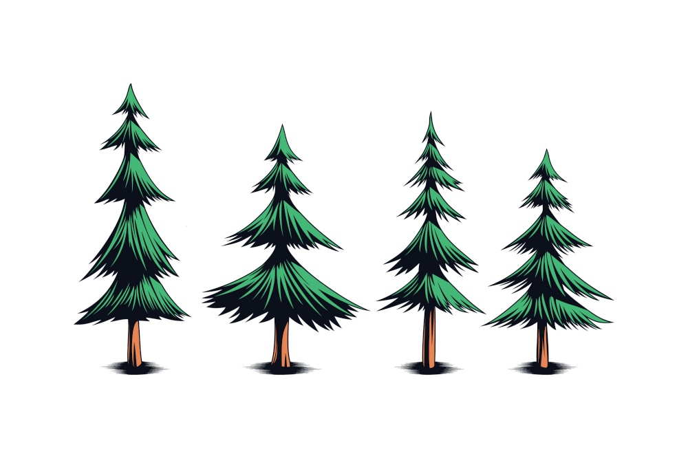 Pine tree set illustration vector