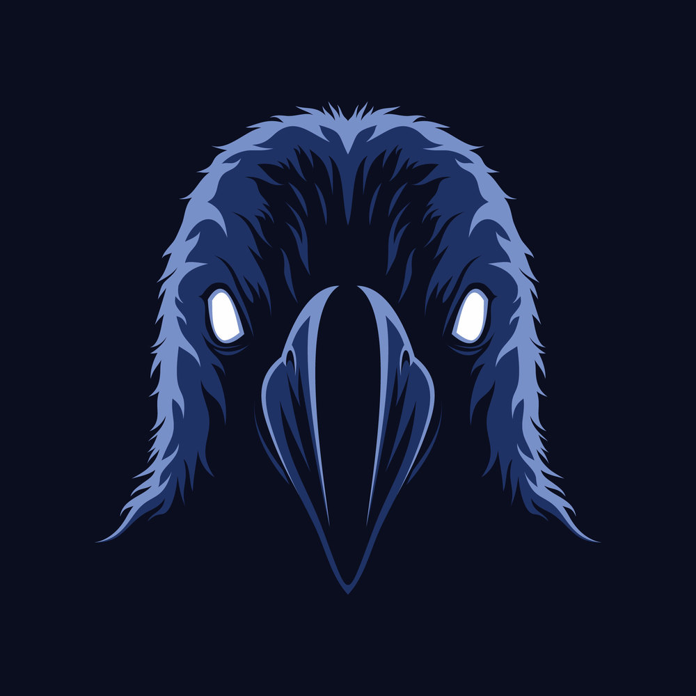 Raven scary face illustration vector