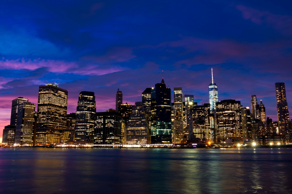USA. New York City. Evening over Manhattan. Sunset over Manhattan