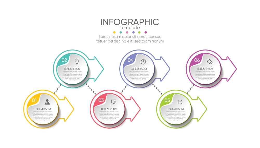 Presentation business infographic template colorful with 6 step