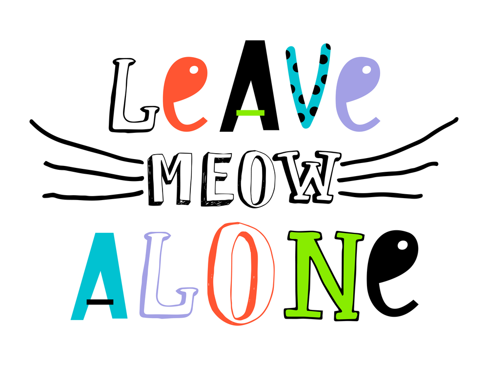 Poster Leave me alone with the word meow and cat whiskers