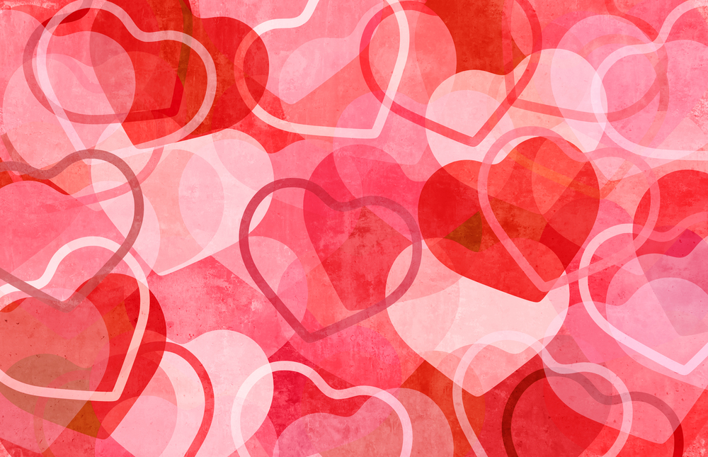 Love abstract background as apink and red design representing a romantic valentine holiday pattern with 3D illustration elements.