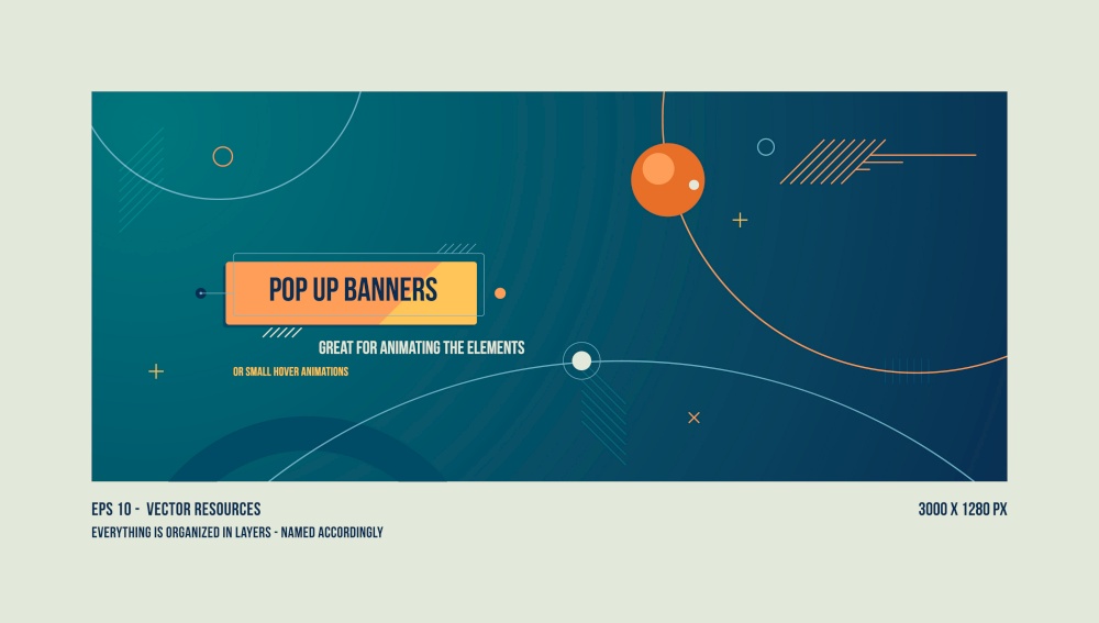 Clean space themed pop up retro banner | Layers organized and named