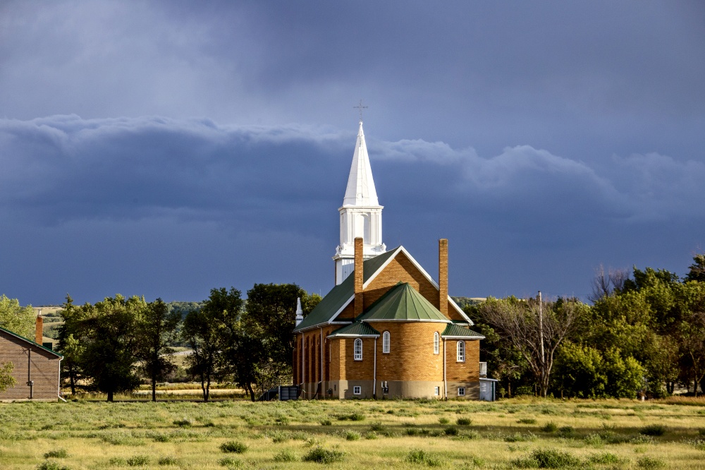 Ominous Storm Clouds Prairie Summer Country Church