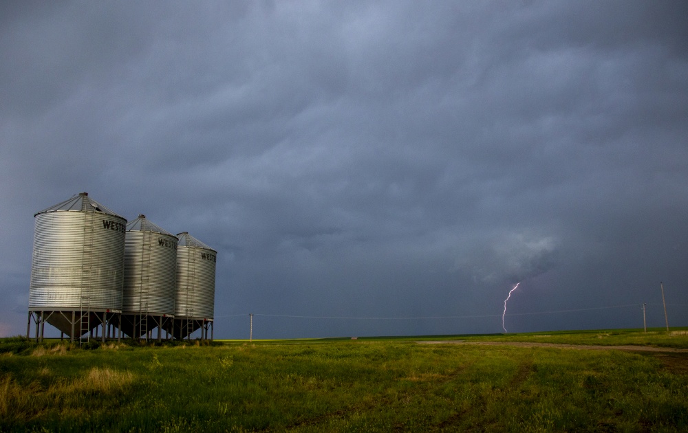 Ominous Storm Clouds Prairie Summer Rural Lightning
