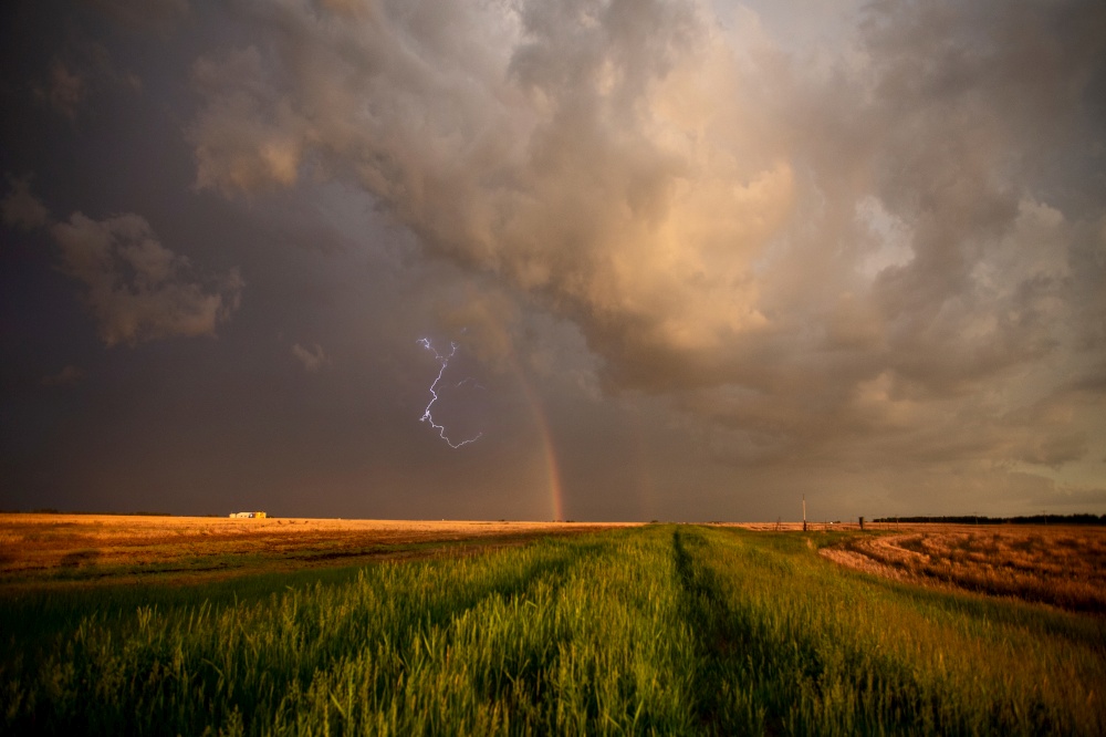 Ominous Storm Clouds Prairie Summer Rural Lightning