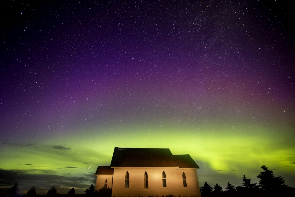 Northern Lights Country Church in Saskatchewan Canada