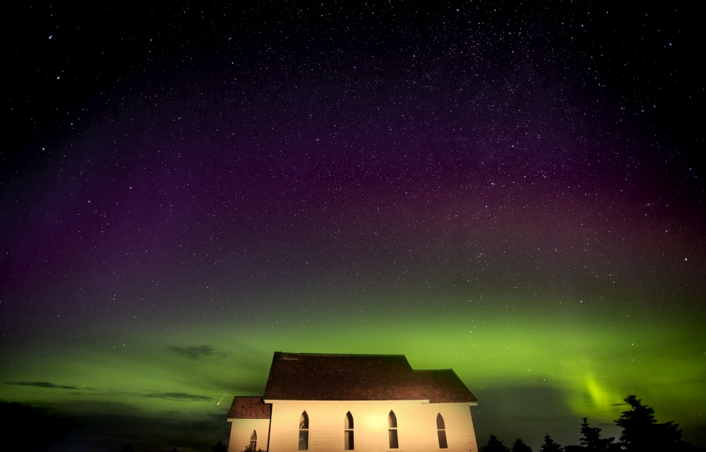 Northern Lights Country Church in Saskatchewan Canada