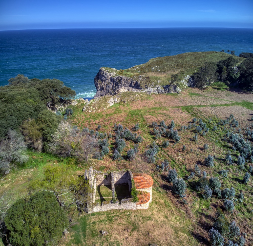 Ruins of the monastery of Tina in Pimiango, Ribadedeva province of Asturias, Spain.