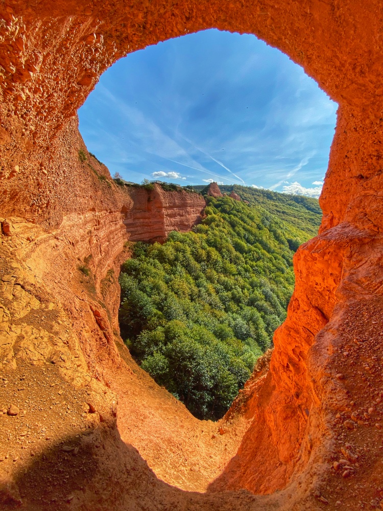 Panorama View of Las Medulas, antique gold mine in the province of Leon, Spain.