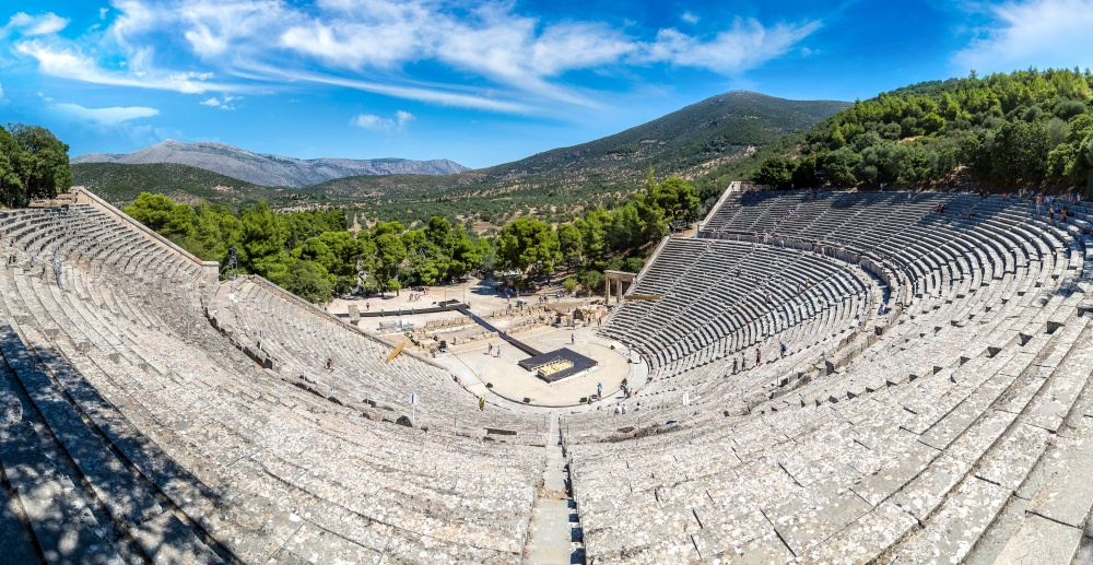 Ancient theater Epidaurus, Argolida, Greece in a summer day