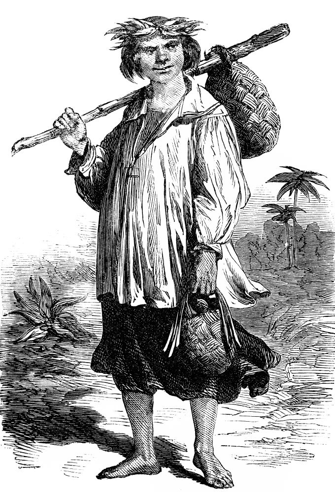 Tahiti. Type of man, vintage engraved illustration. Journal des Voyages, Travel Journal, (1880-81).