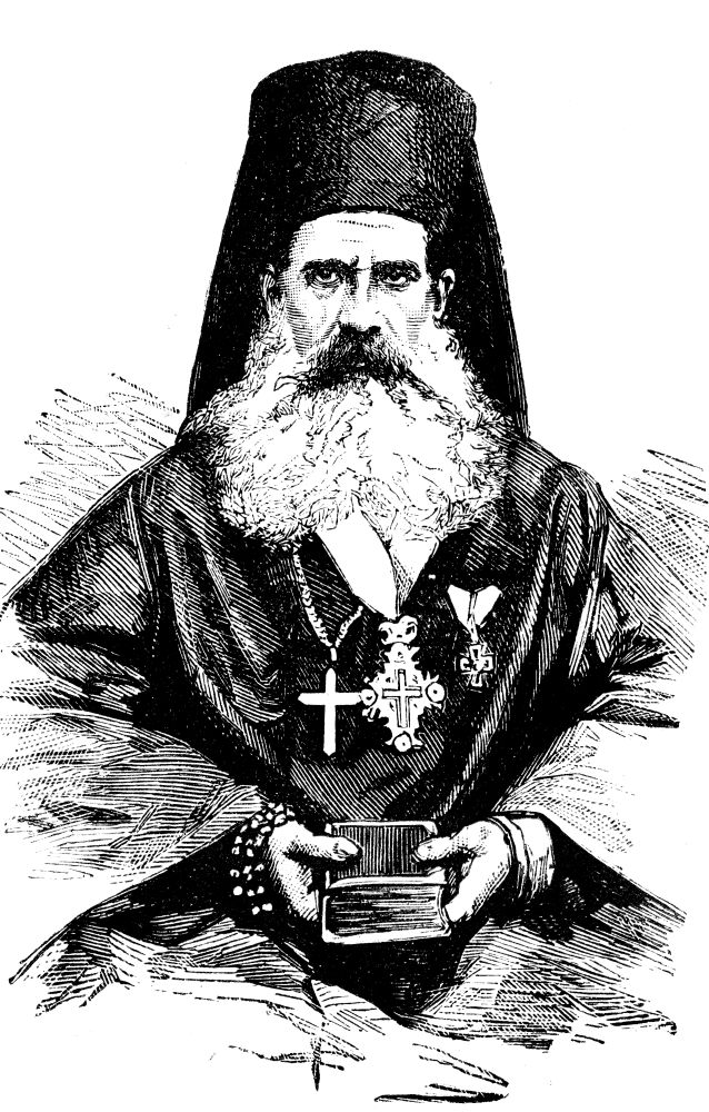 Montenegrin bishop. vintage engraved illustration. Journal des Voyages, Travel Journal, (1880-81).