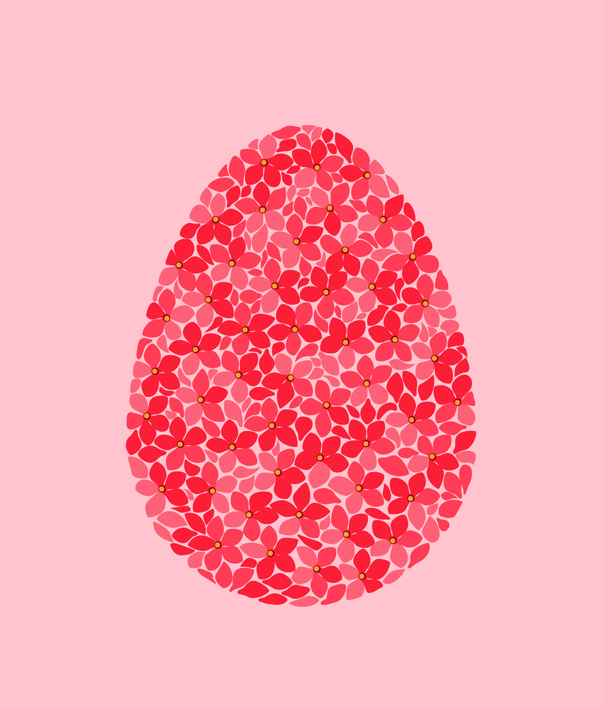 Vector illustration of Easter egg with flowers. Easter background. Easter egg with flowers
