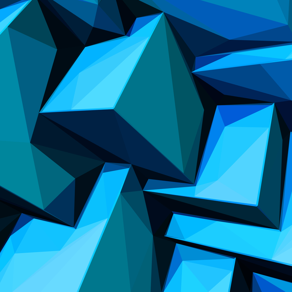 Poster with abstract blue ice cubes and posterized colors