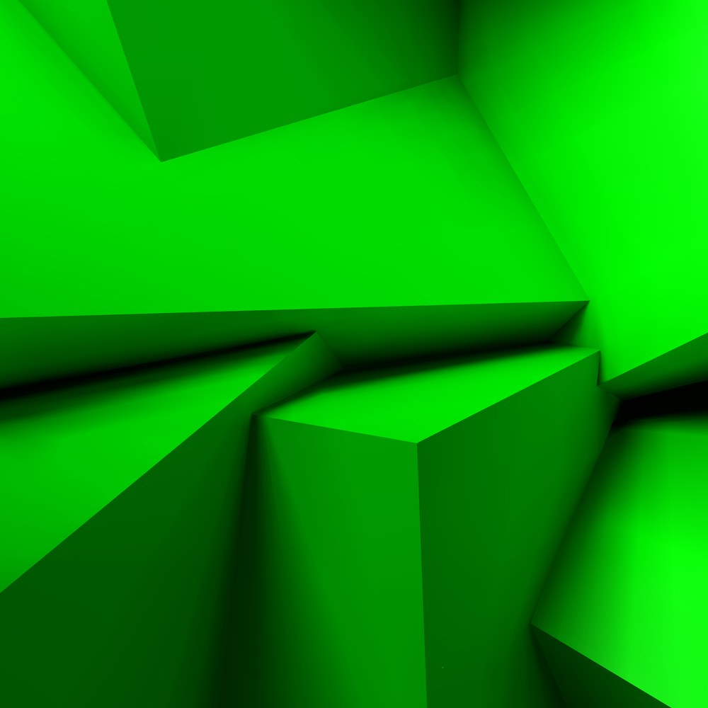 Abstract geometric background with realistic overlapping green cubes
