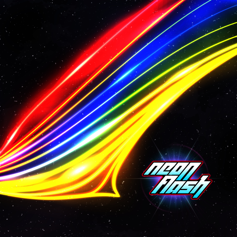 Neon lines New Retro Wave background with 80s dusty vhs style