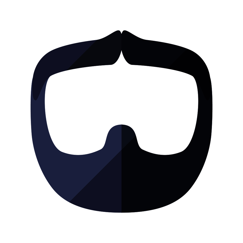 Beard flat icon with hipster styled mustache