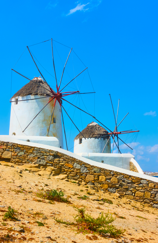 Famous windmills in Mykonos Island, Greece