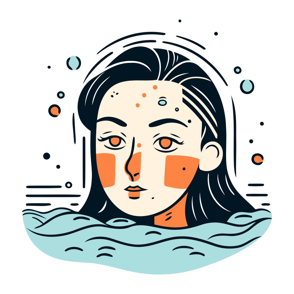 Face of a woman with vitiligo and acne. Vector illustration