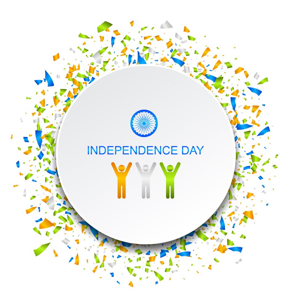 Celebration Card for Independence Day of India with Confetti, 15th of August. Celebration Card for Independence Day of India with Confetti, 15th of August - Illustration Vector