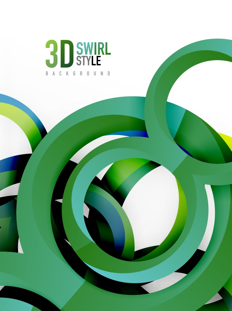 Vector 3d rings design background. Vector 3d rings and swirls design background