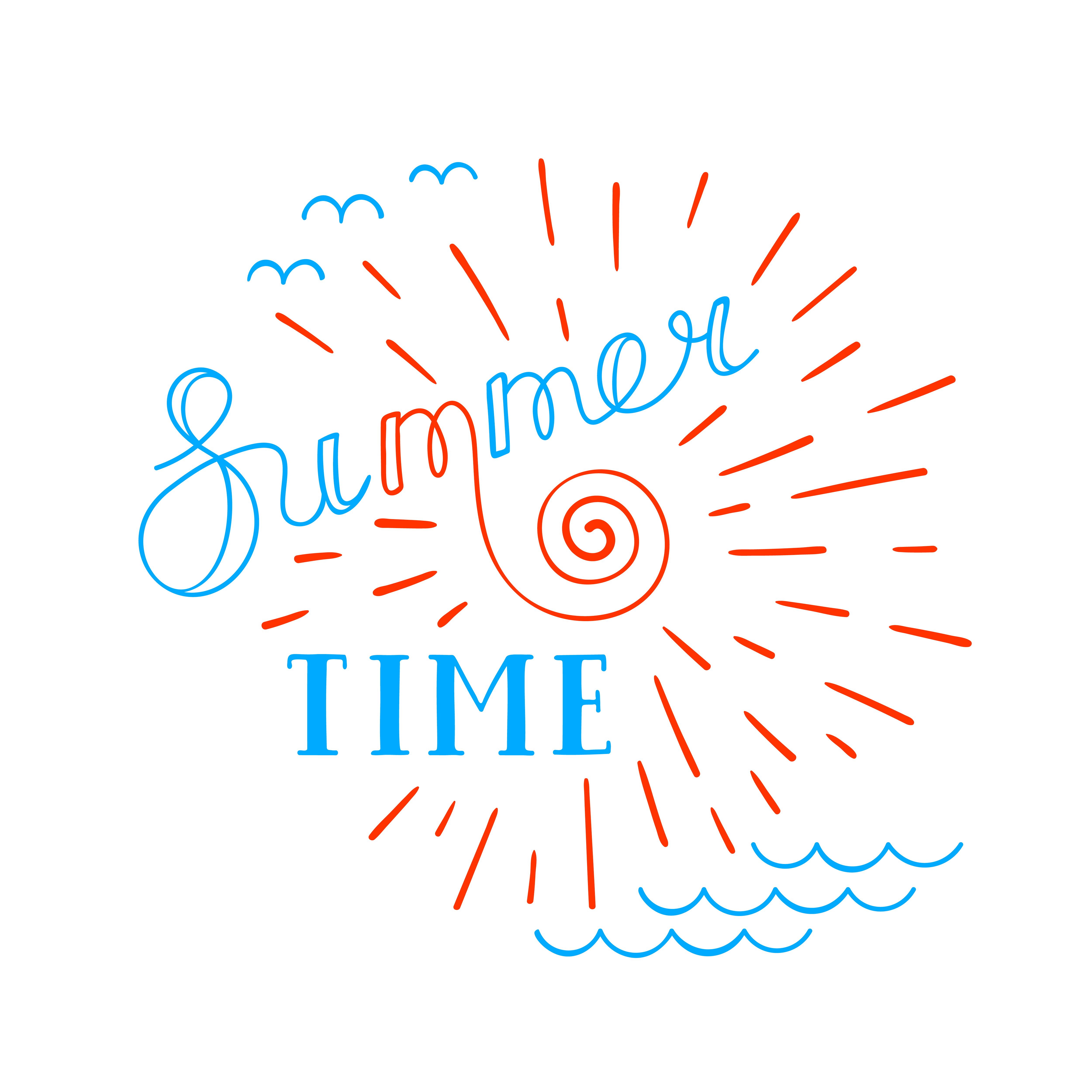 Summer time lettering logo. Hand drawn typographic design.. Summer time lettering logo. Hand drawn typographic design. Vector illustration