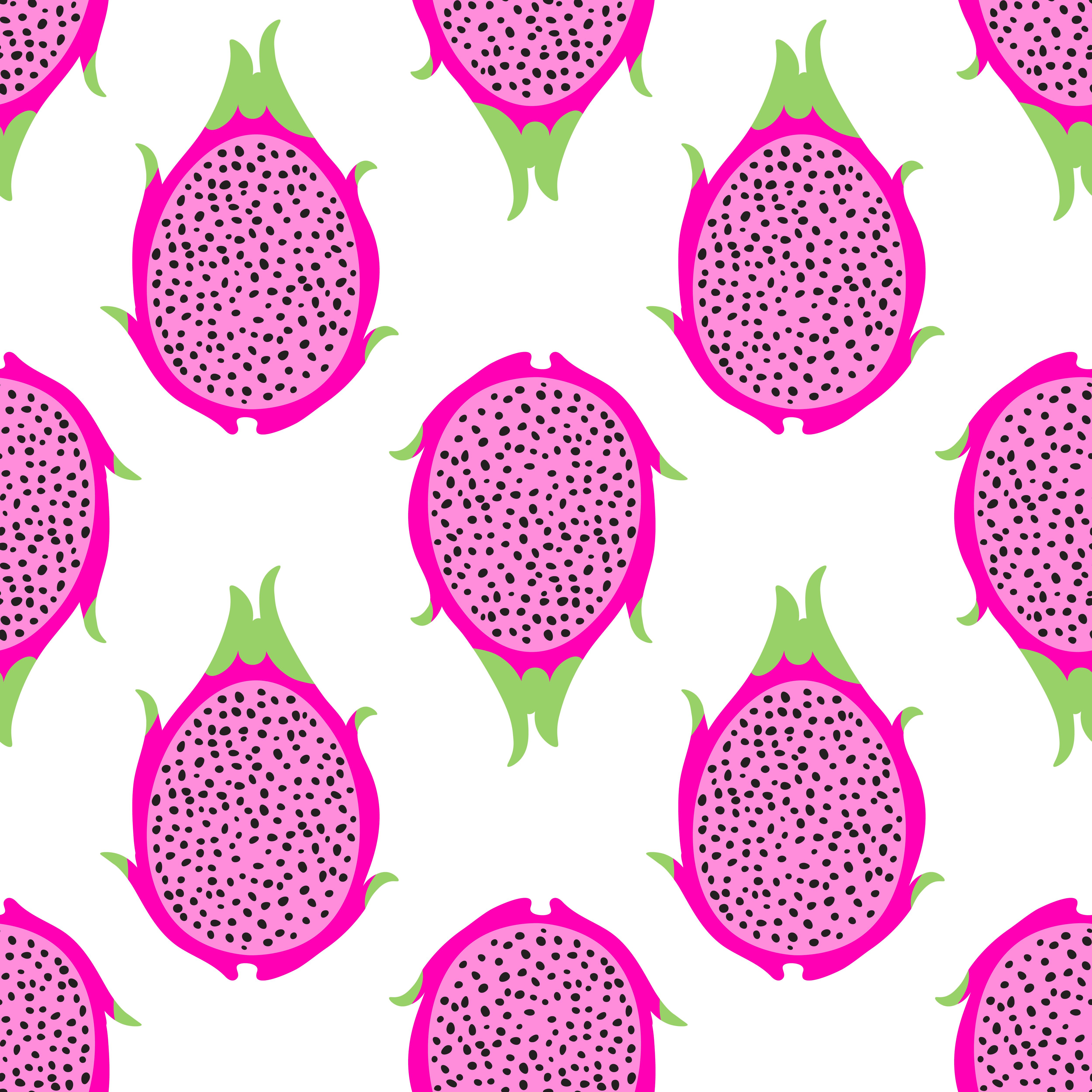 Tropical exotic dragon fruit vector seamless pattern. Background with pitaya for design fabric. Tropical exotic dragon fruit vector seamless pattern. Background with pitaya for design fabric.