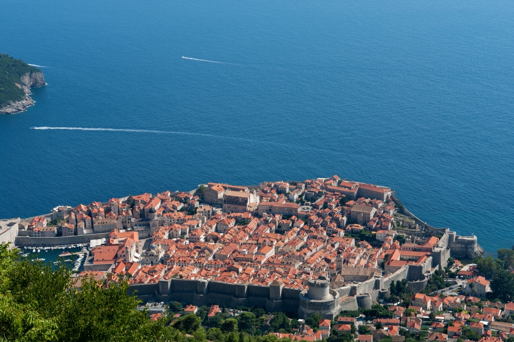 historical buildings of Dubrovnik, Croatia, view from the mountain