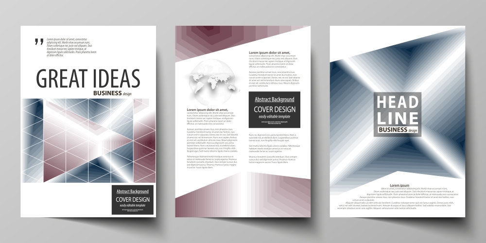 Business templates for brochure, magazine, flyer, annual report. Cover design template, vector layout in A4 size. Simple monochrome geometric pattern. Abstract polygonal style, modern background.. Business templates for brochure, magazine, flyer, booklet or annual report. Cover design template, easy editable vector, abstract flat layout in A4 size. Simple monochrome geometric pattern. Abstract polygonal style, stylish modern background.