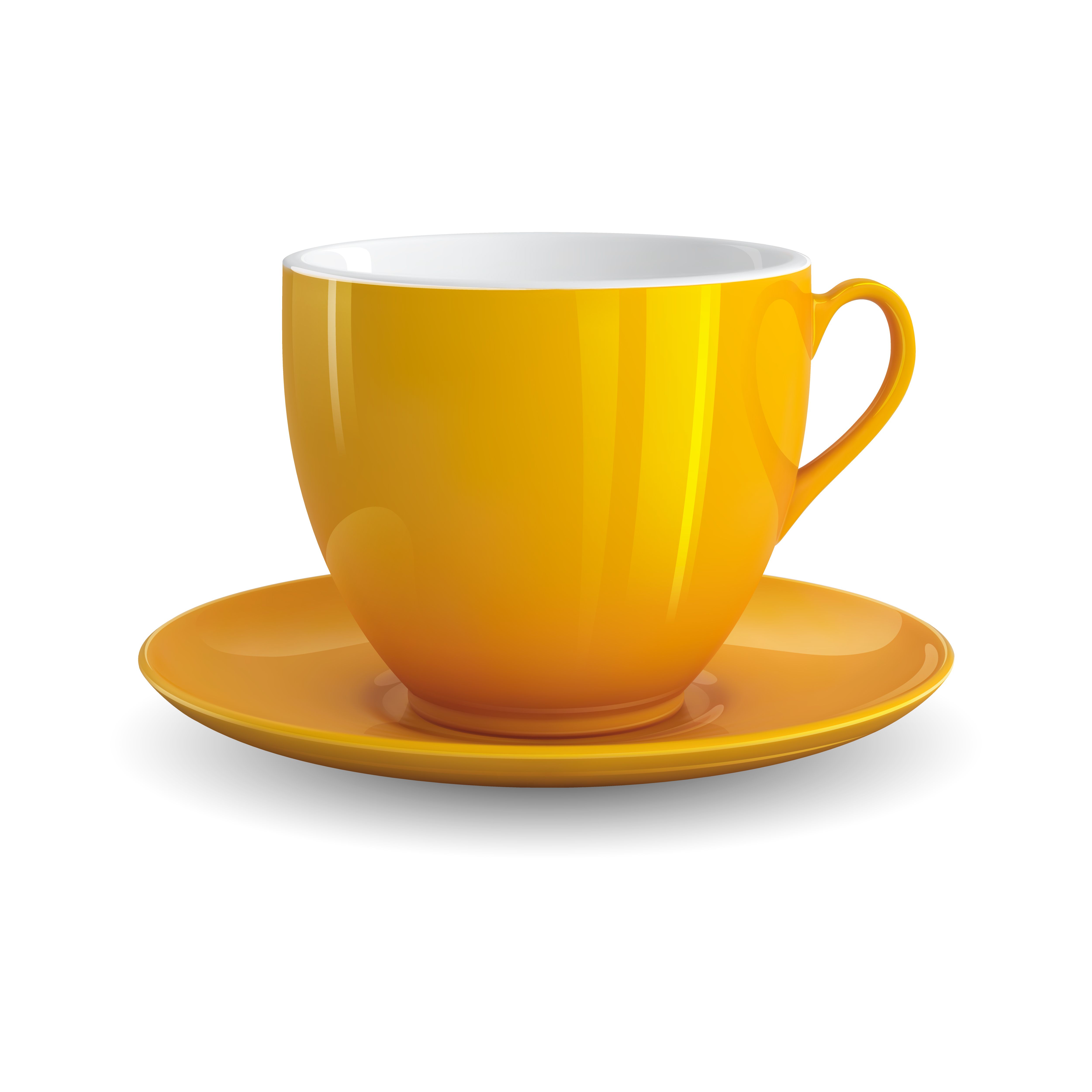 High detailed vector illustration of yellow cup isolated on white background