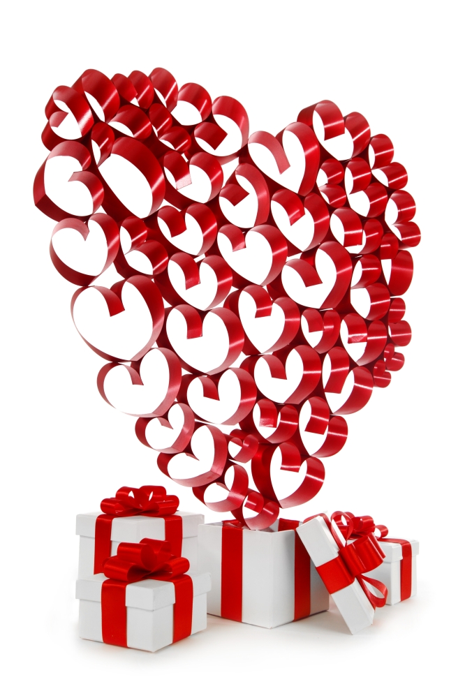 Valentines day gifts isolated on white background