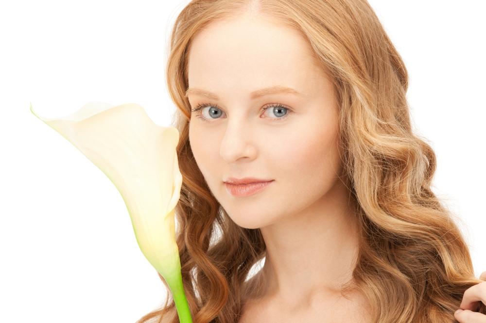 picture of beautiful woman with calla flower