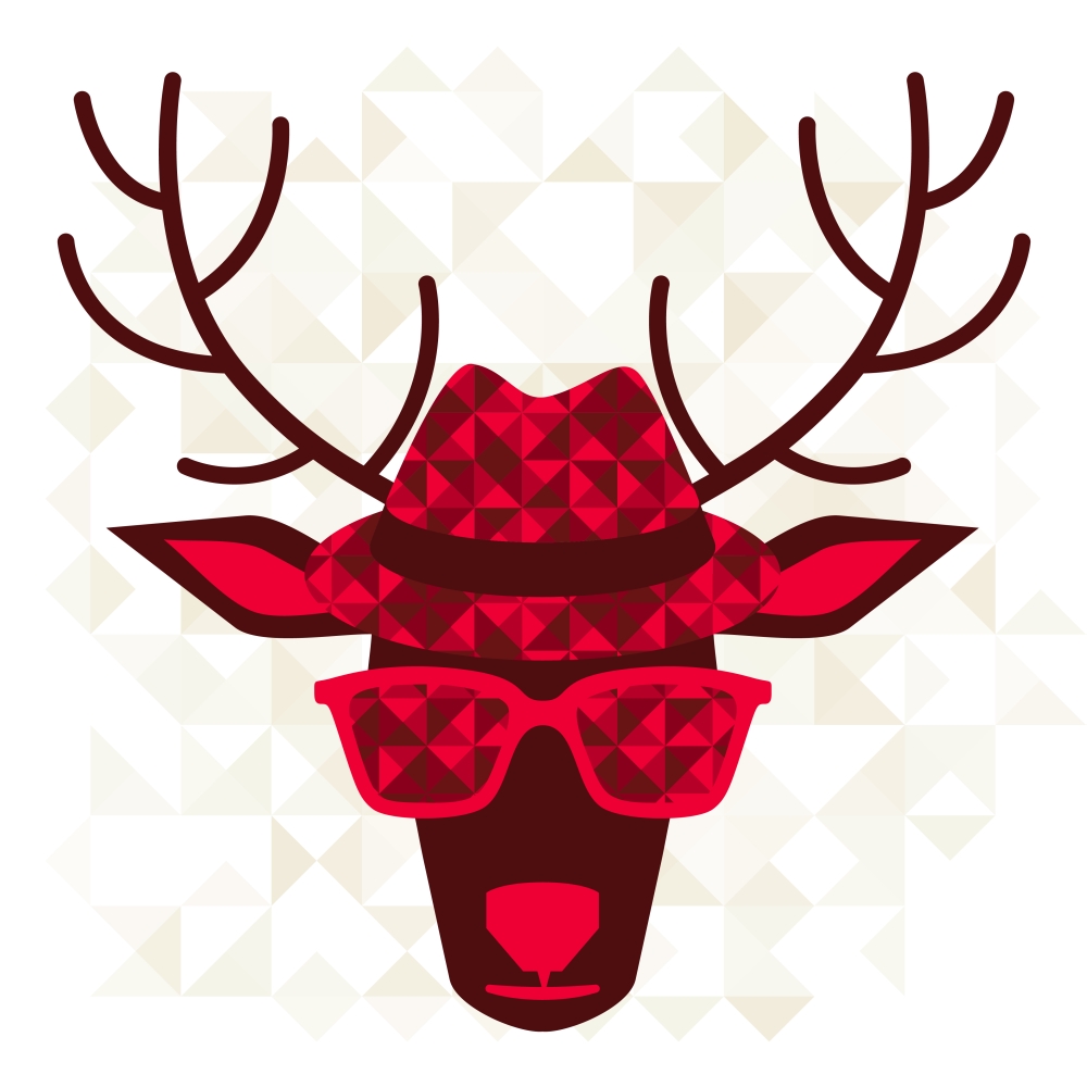 Print with deer in hipster style.