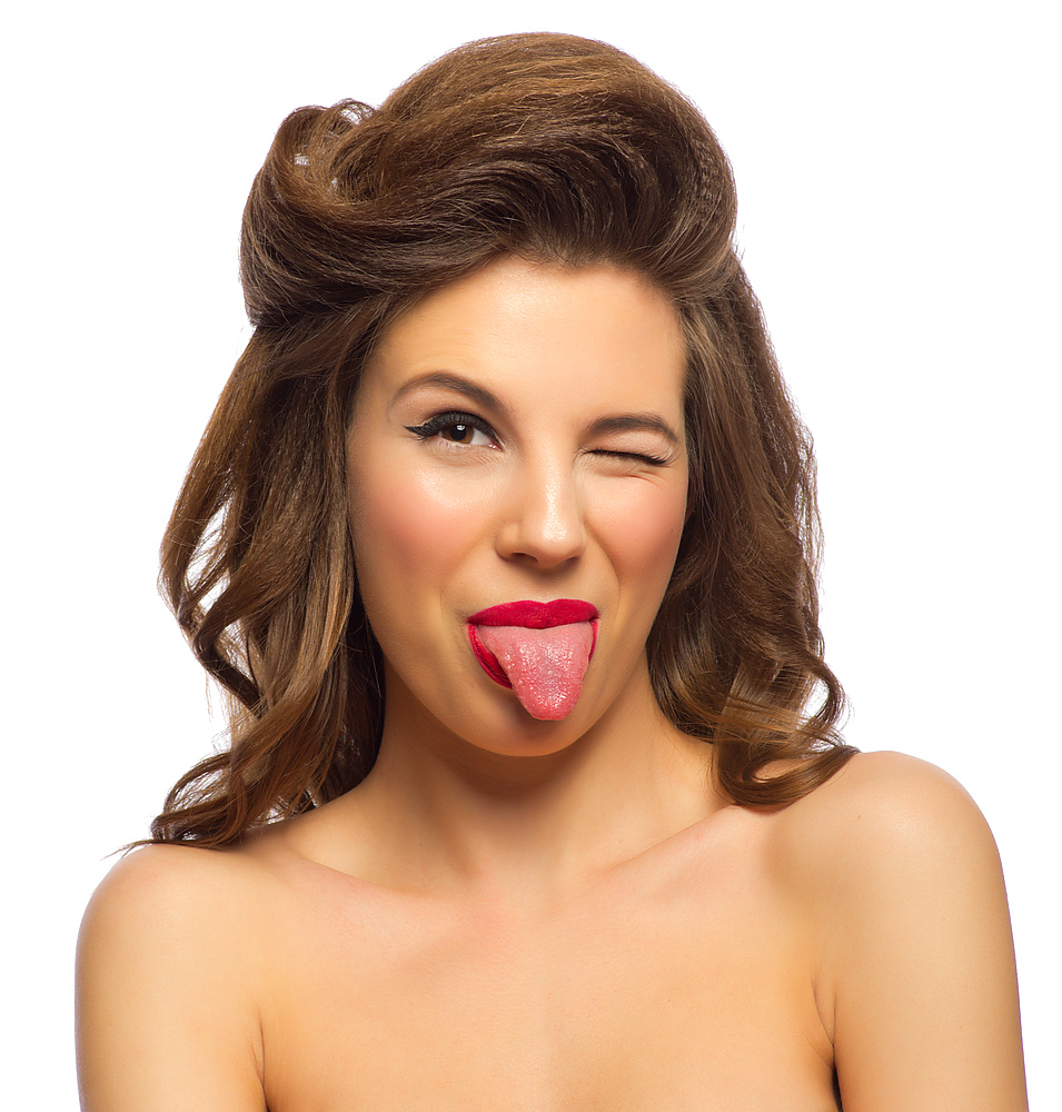 Portrait of pinup girl isolated