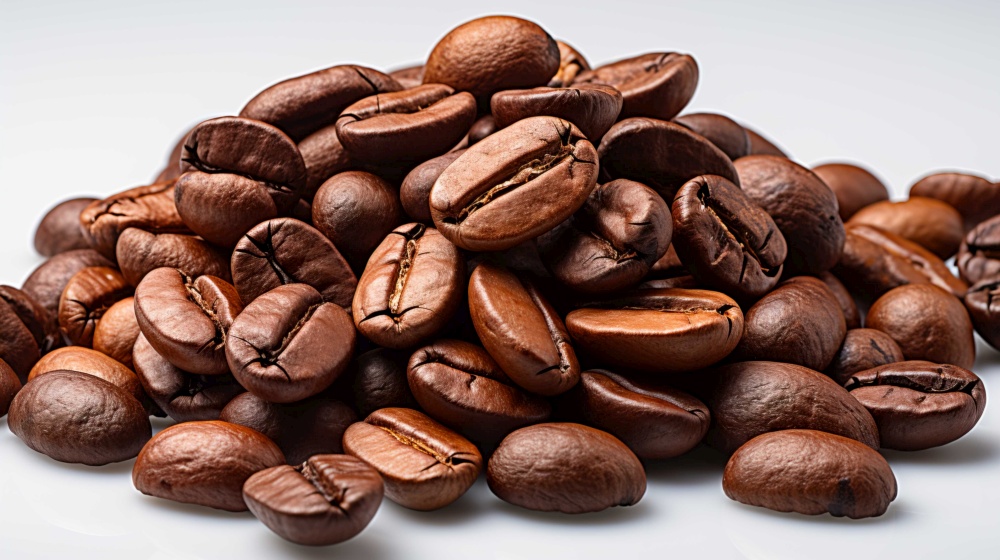 coffee beans, very soft, photographed for advertising purposes, good lighting, white background , Generate AI