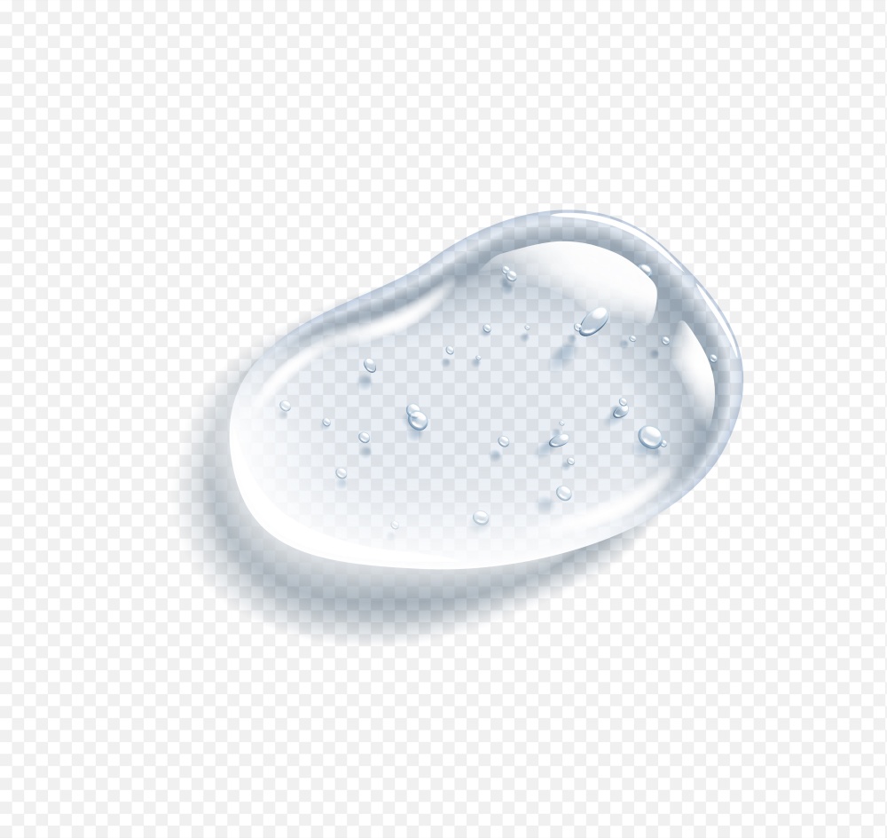 Hyaluronic acid drop with bubbles realistic vector illustration. Cosmetic serum smear. Luxury skincare product 3d object on transparent background. Hyaluronic acid drop with bubbles realistic vector illustration