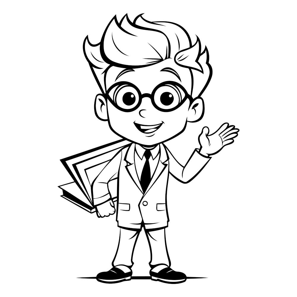 Vector illustration of a boy in a business suit with documents in his hands