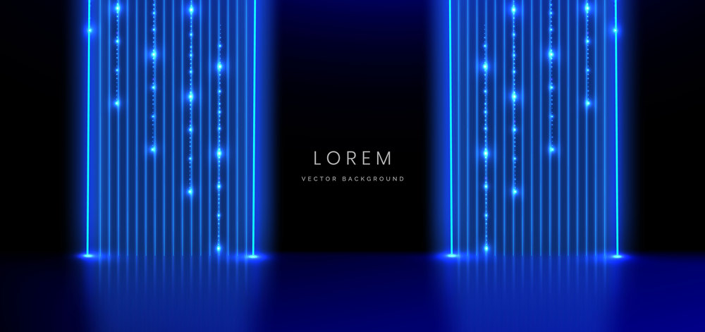 Abstract technology futuristic glowing neon blue light on dark blue background with lighting effect. Vector illustration