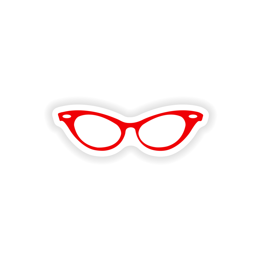 Paper sticker on white background glasses women Vector Image
