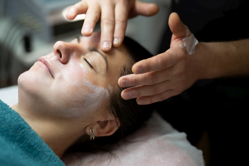 girl at a cosmetologist during treatment procedures