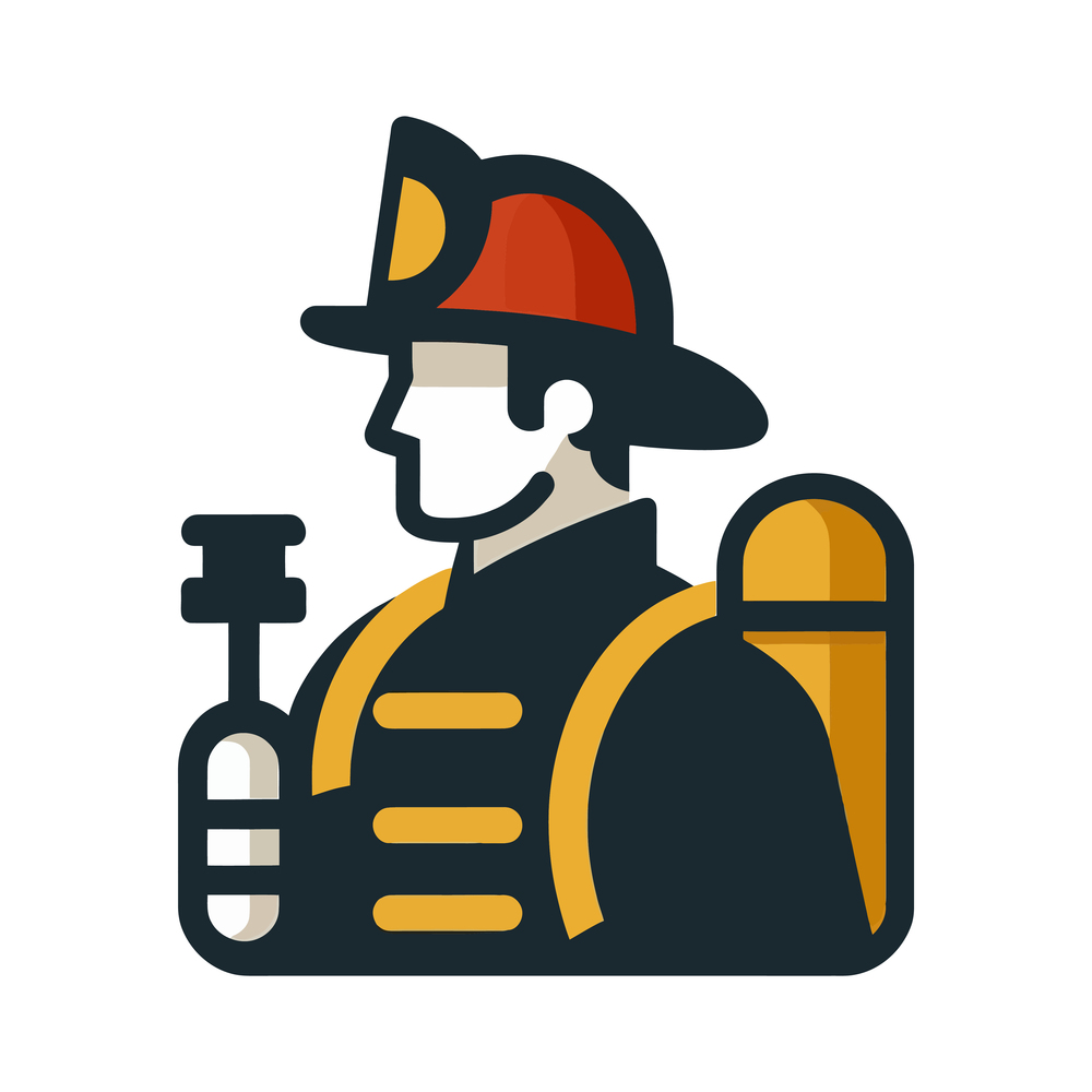 Fireman in Uniform on A White Background. Vector Icon.