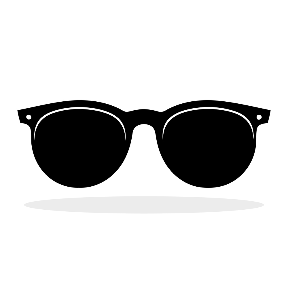 Glasses black icon. Black sunglasses silhouette isolated. Vector illustration.. Glasses black icon. Black sunglasses silhouette isolated.