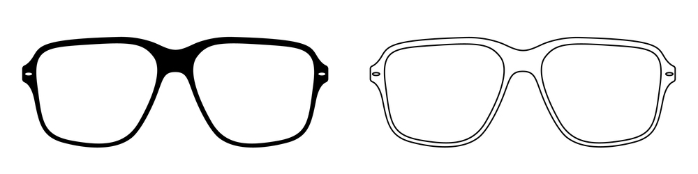 Glasses icon. Set of sunglasses icons. Vector illustration. Sunglasses vector icons. Black linear glasses icons. Glasses icon. Sunglasses vector icons. Black linear glasses icons